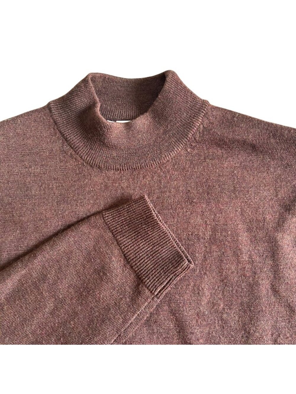 Turnbury Men's Size L Brown Extra Fine Merino Wool Mock Neck Sweater
